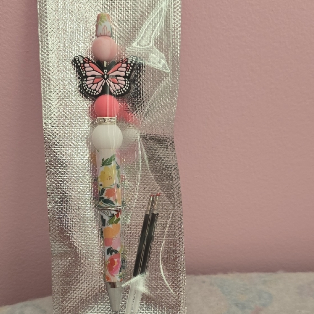 Charming Floral Kids Pen‎ with Butterfly Accent